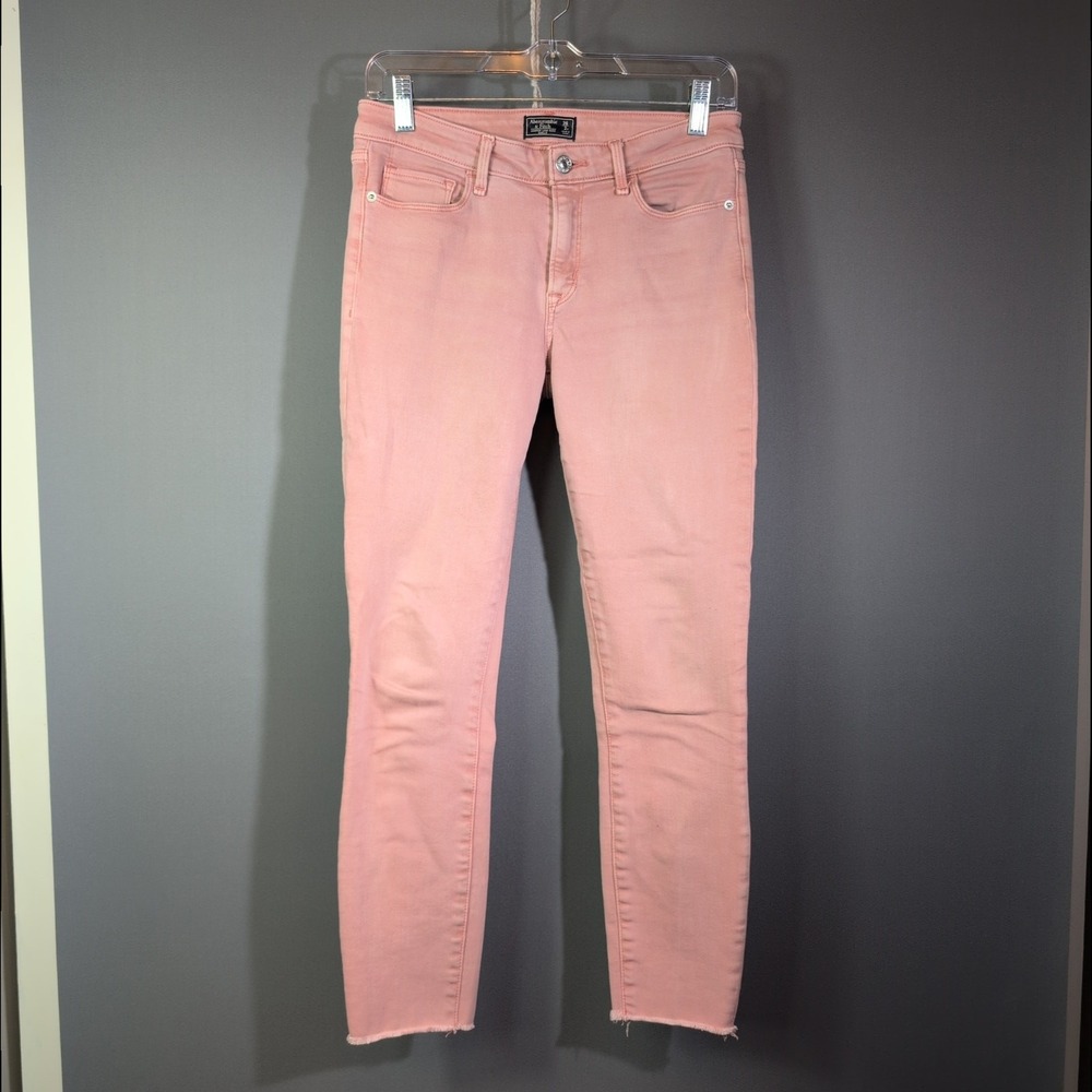 Abercrombie & Fitch 26/2 Pink Harper Low Rise Ankle Jeans Pink Raw Hem Twee